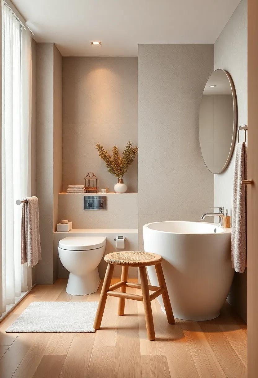 Multi-functional Step Stool: A stylish​ step⁣ stool can be a practical addition while doubling as ‍a decorative element​ in the ⁢bathroom