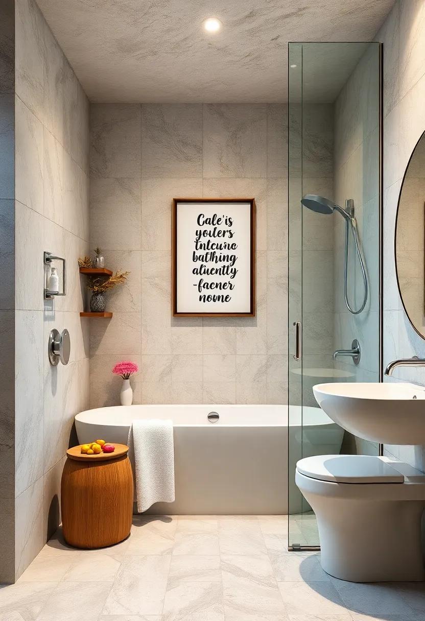 Personalize with⁢ Art: Hang⁤ small pieces of art or motivational ⁣quotes‍ in your bathroom to inspire positivity every time you shower