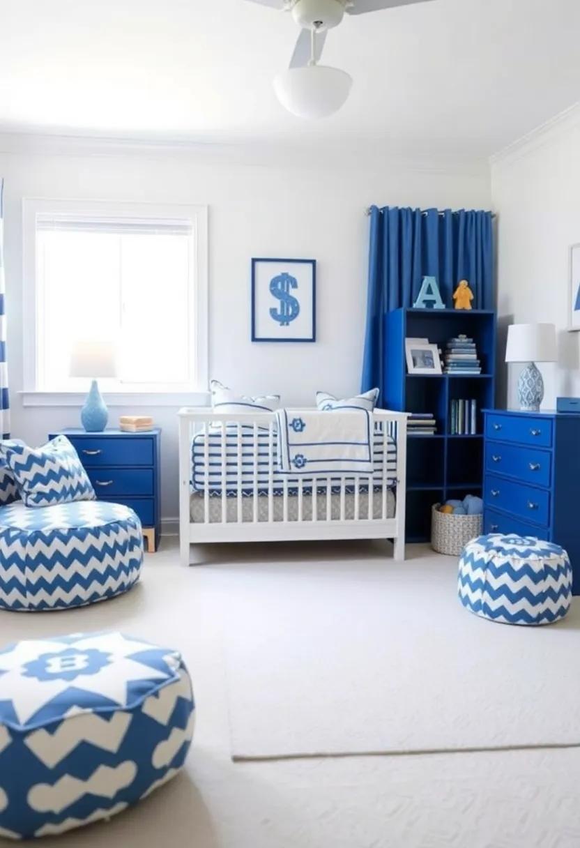Incorporate‌ Personalized Decor: Include monogrammed items featuring your child's name in blue and white designs for a personal touch