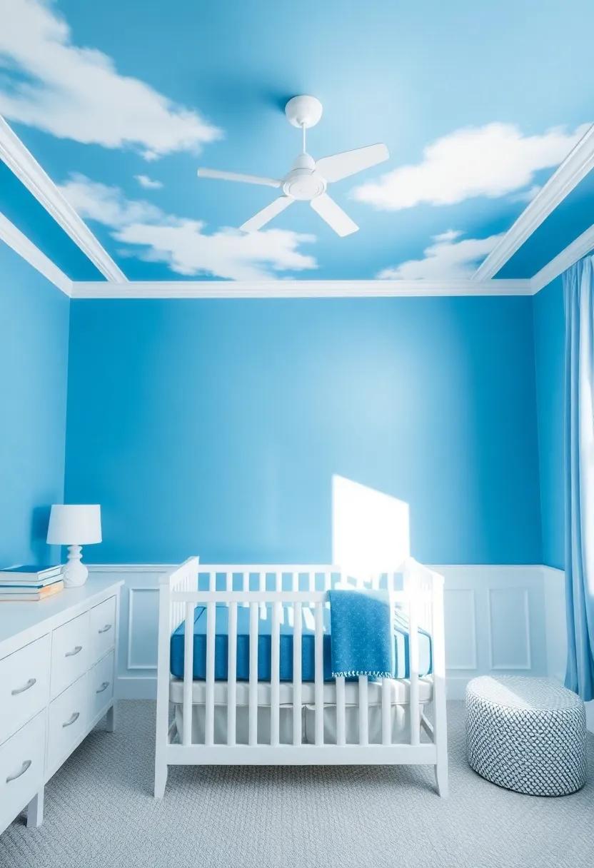 Opt for Painting: Paint the ceiling ‌a soft blue to ​create the illusion of sky, adding depth and⁤ charm to the nursery