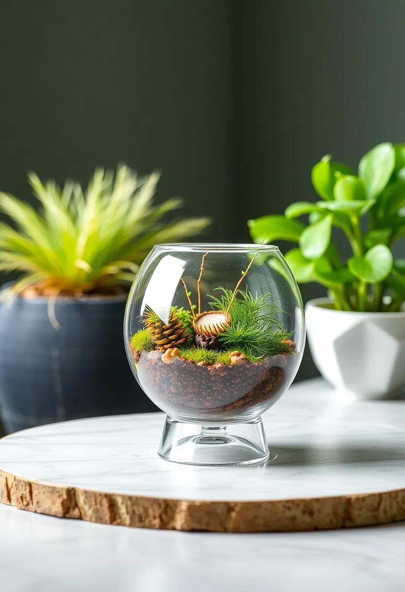 DIY Terrarium Centerpiece: Create a​ miniature indoor garden using a glass terrarium, adding ⁤a whimsical touch​ while showcasing⁢ natural elements