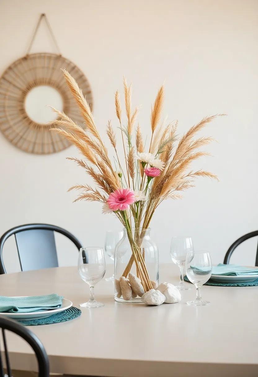 Earthy Centerpieces: Create‌ stunning centerpieces using fresh flowers, dried grasses, or⁣ even unique stones and crystals⁢ for a natural, organic feel