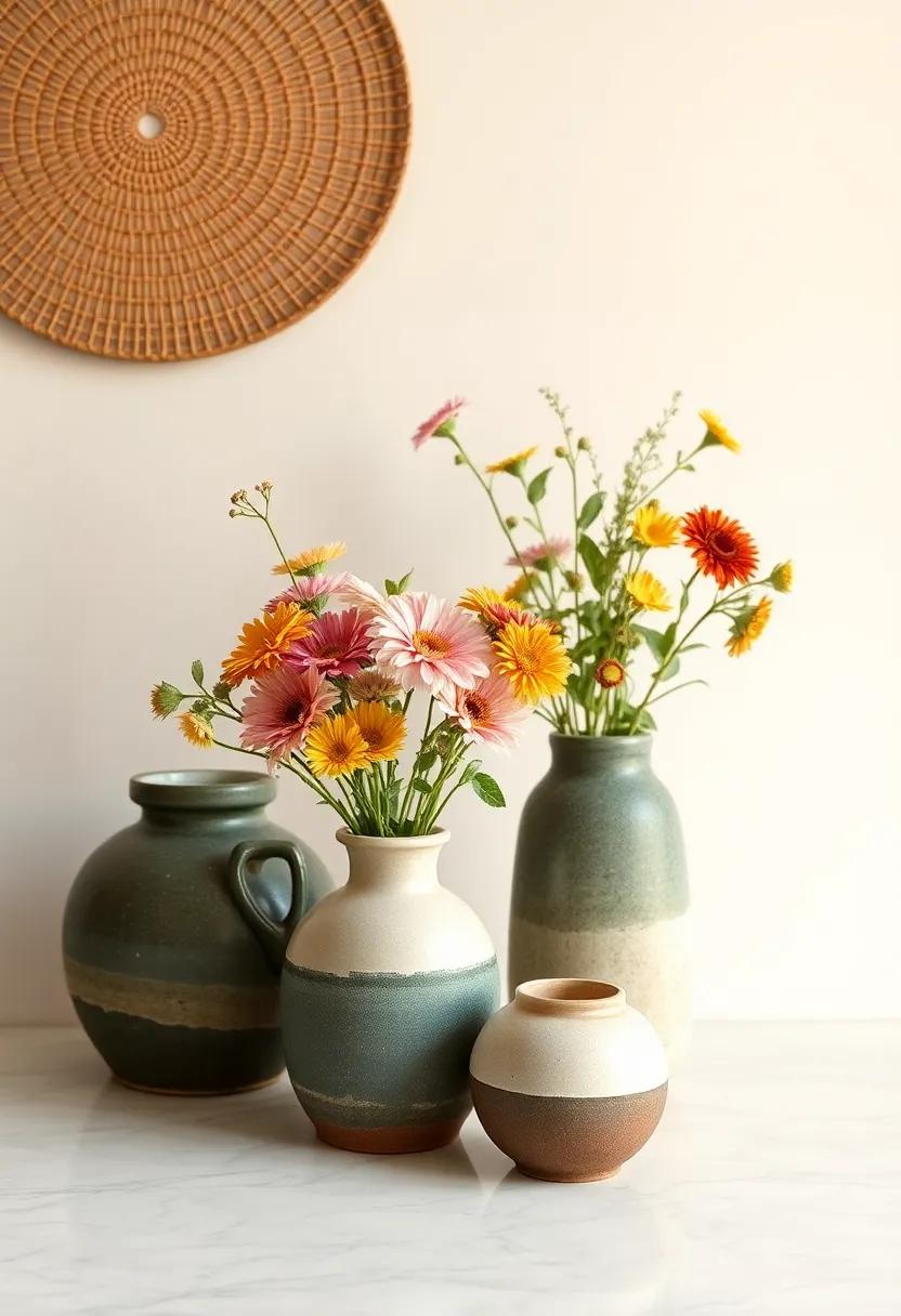 Handmade⁣ Pottery: Display unique, handmade ceramic pots or vases filled with seasonal florals to celebrate craftsmanship and natural beauty