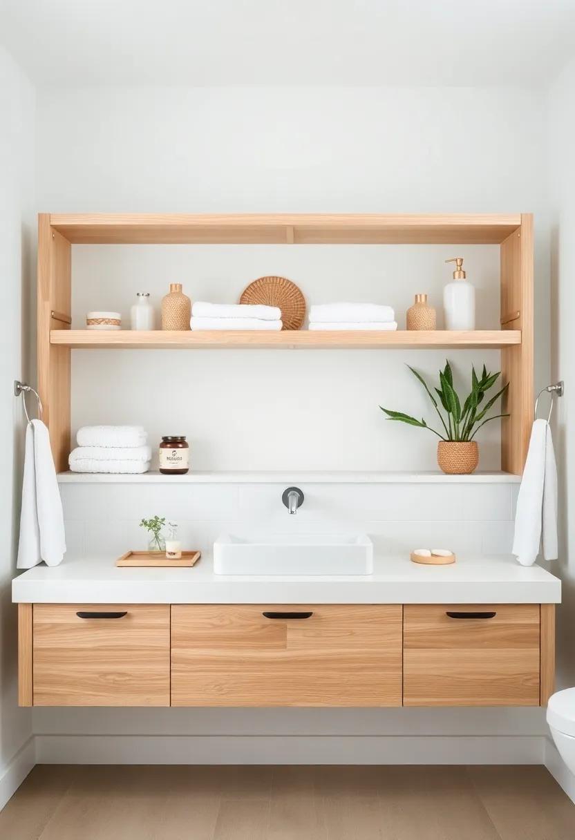Minimalist ⁢Open Shelving: Use open⁣ shelving⁣ to display coastal ​decor⁢ items, ‌towels, and toiletries effortlessly while‍ keeping ​the look tidy