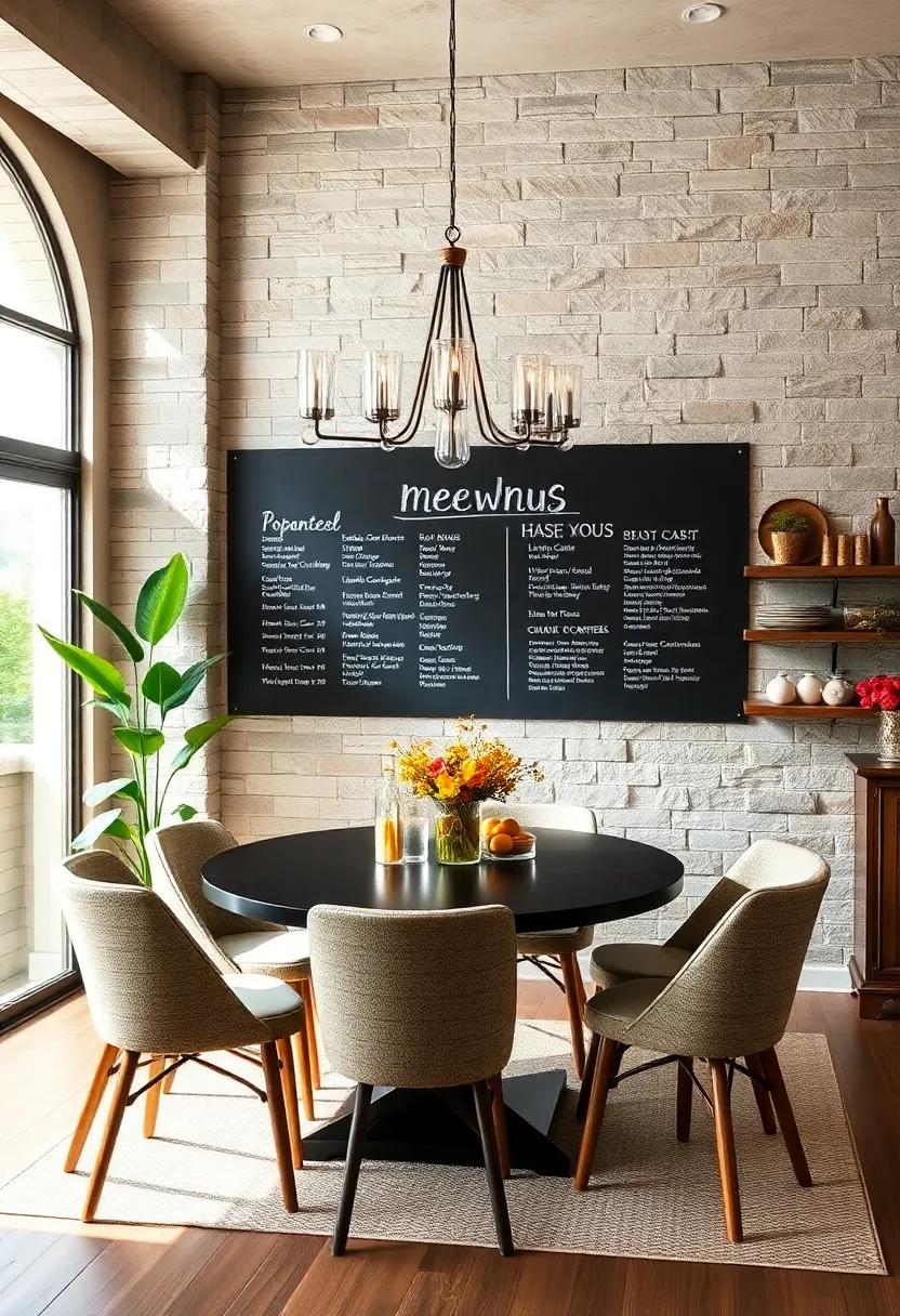 Craft a DIY Chalkboard Wall for Menus: Transform a section ​of your dining room into a chalkboard ‍wall where you⁢ can write daily menus or inspirational quotes
