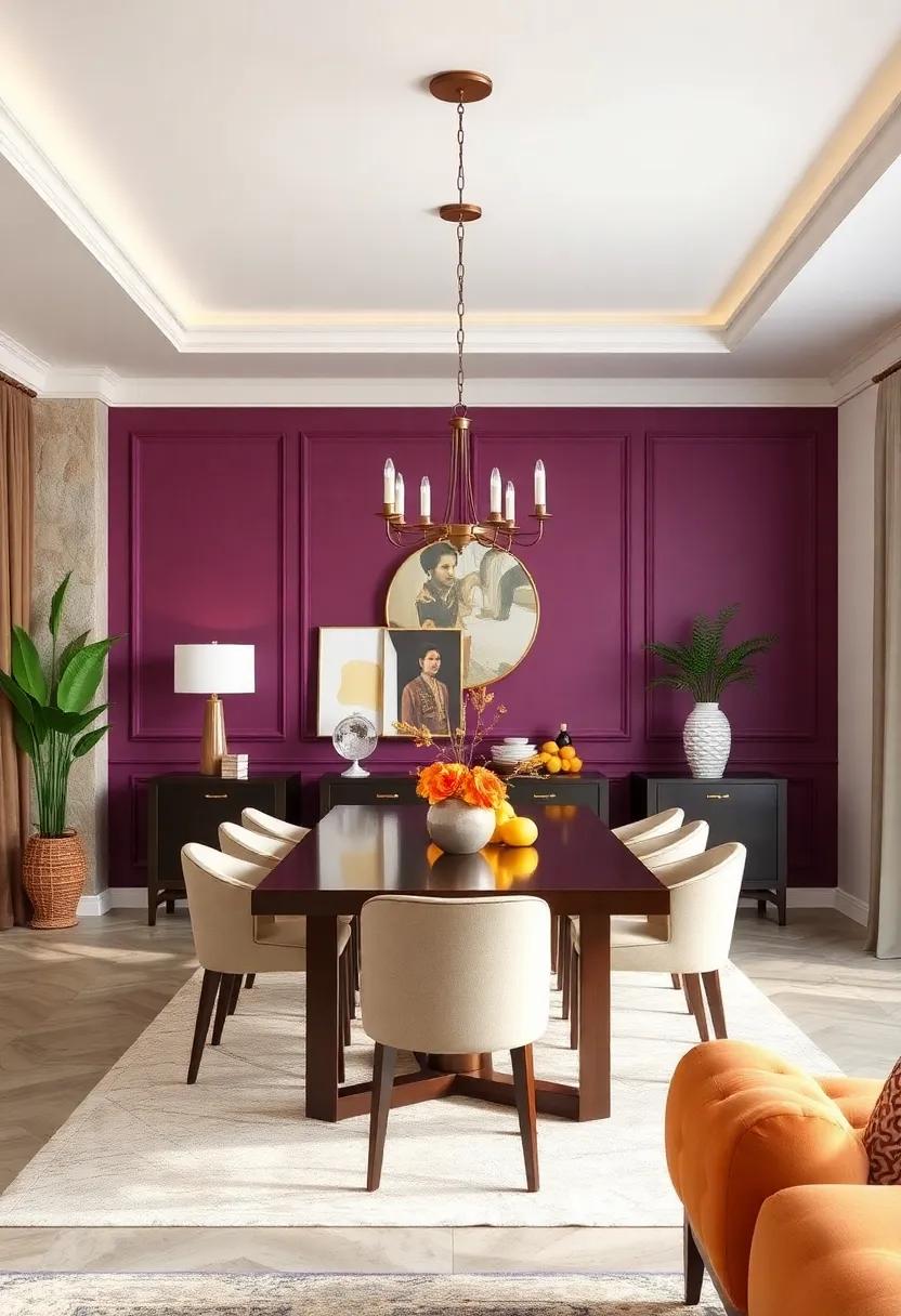 Design a Statement Wall with Colorful Molding: Use paint and molding to create a bold ⁣statement wall‌ that ​defines your dining space and adds depth