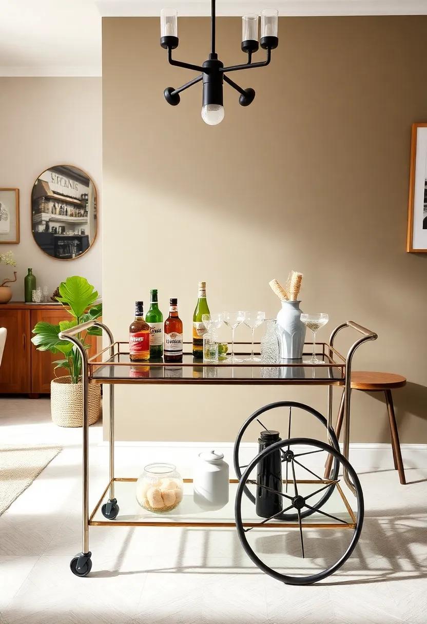 Trendy Bar Cart: Set ⁣up a stylish⁤ bar cart stocked with drinks⁤ and glassware, inviting guests to mix‌ their beverages and enjoy a relaxed atmosphere