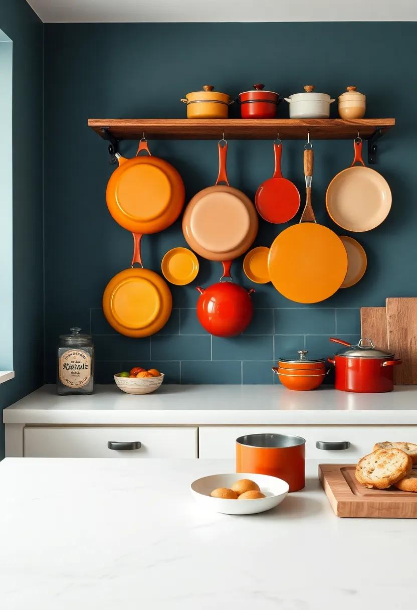 Artistic cookware: Let your cookware⁤ be ‌a ⁤part ​of the decor; hang colorful pots and pans or display beautiful bakeware