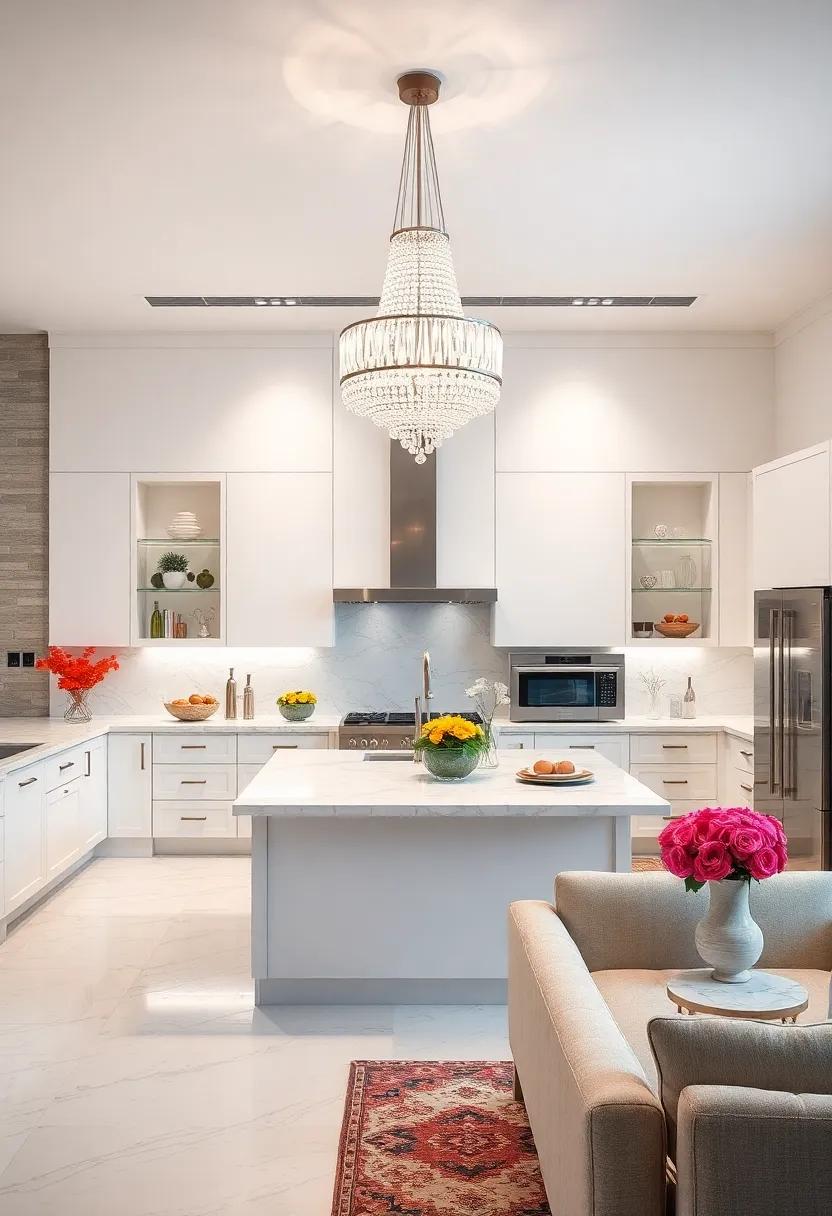 Statement Lighting fixtures: Install eye-catching ⁣chandelier or pendant​ lights that serve as focal points,​ adding a touch of ⁢sophistication to your kitchen