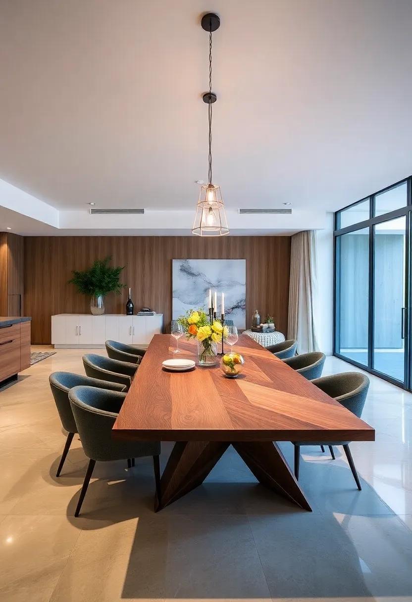 Playful Geometry: Choose a table with bold geometric extensions⁤ that not only add space but also serve as an eye-catching element in your dining room