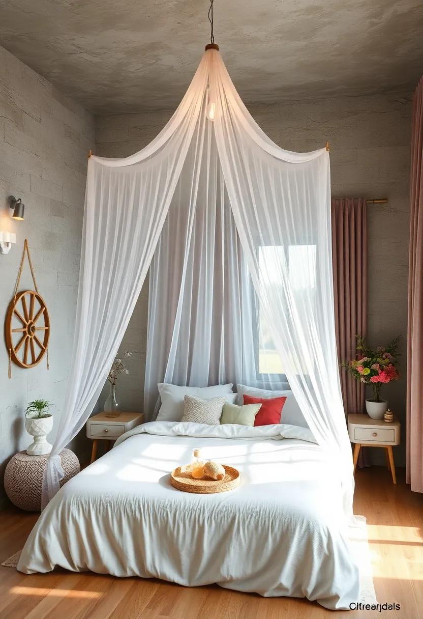 Ethereal Canopy Bed: Transform your ⁤sleeping‌ space with a ⁤delicate⁣ sheer canopy that ‌adds a touch of whimsy⁢ and elegance