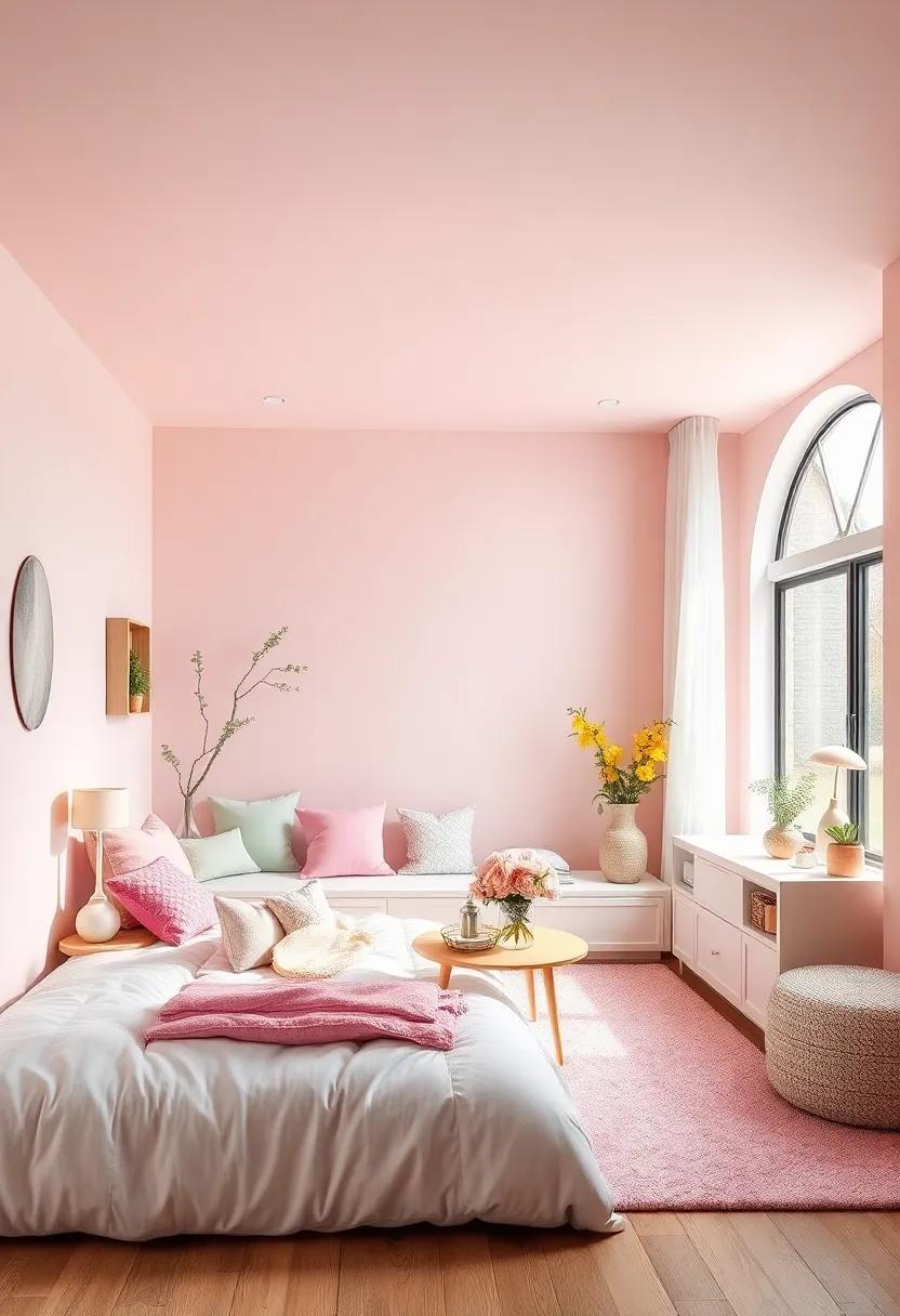 Pastel Color Palette: Choose soft pinks, lavender, and mint greens for wall colors and decor to evoke a serene fairy​ tale atmosphere