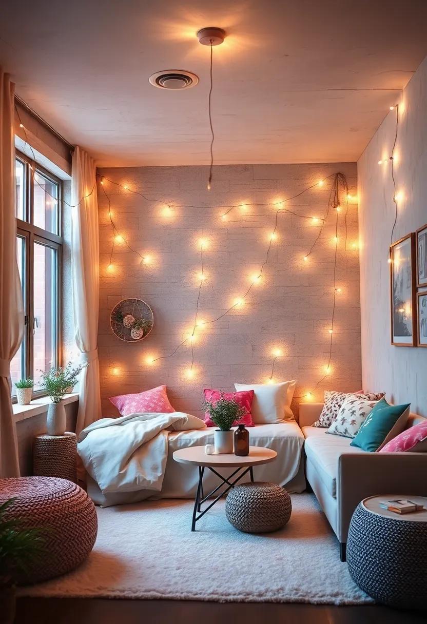 Twinkling Fairy Lights: drape string lights around ‌the room to create a soft, magical glow that mimics a starlit sky