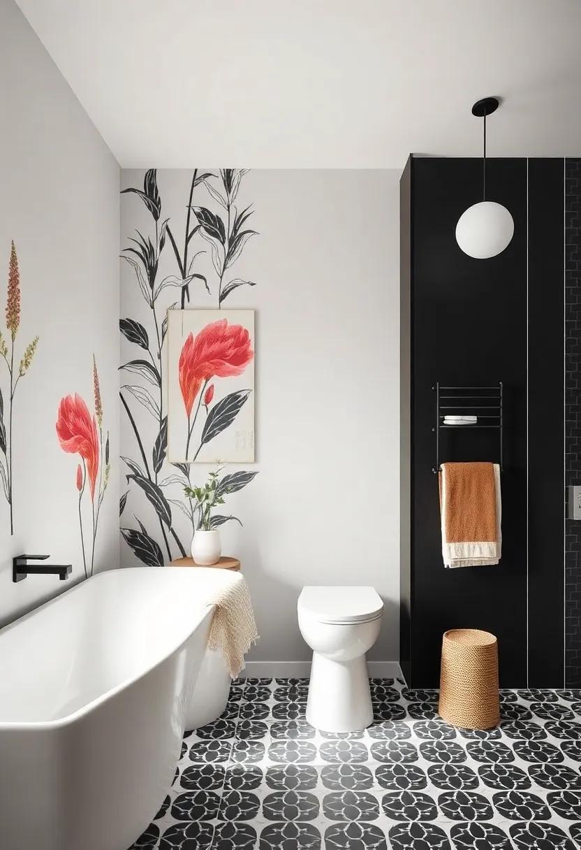 Bold Wallpaper: Consider ⁤removable wallpaper⁢ with striking designs to inject personality and flair into ‍your bathroom‌ without permanent commitment