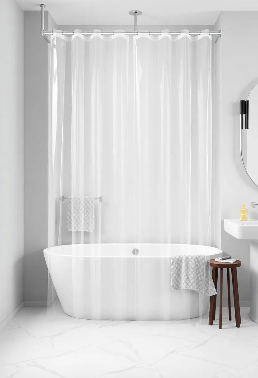 Clear⁤ Shower ​Curtains: Opt for transparent or semi-transparent shower curtains that add ‍an illusion of space while ‌maintaining privacy