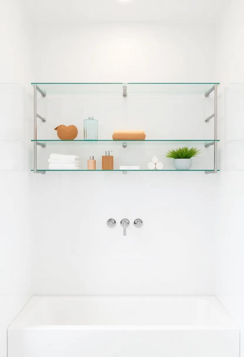 Glass Shelving: Use glass shelves to display decorative items while maintaining an open feel, allowing the bathroom to ​breathe