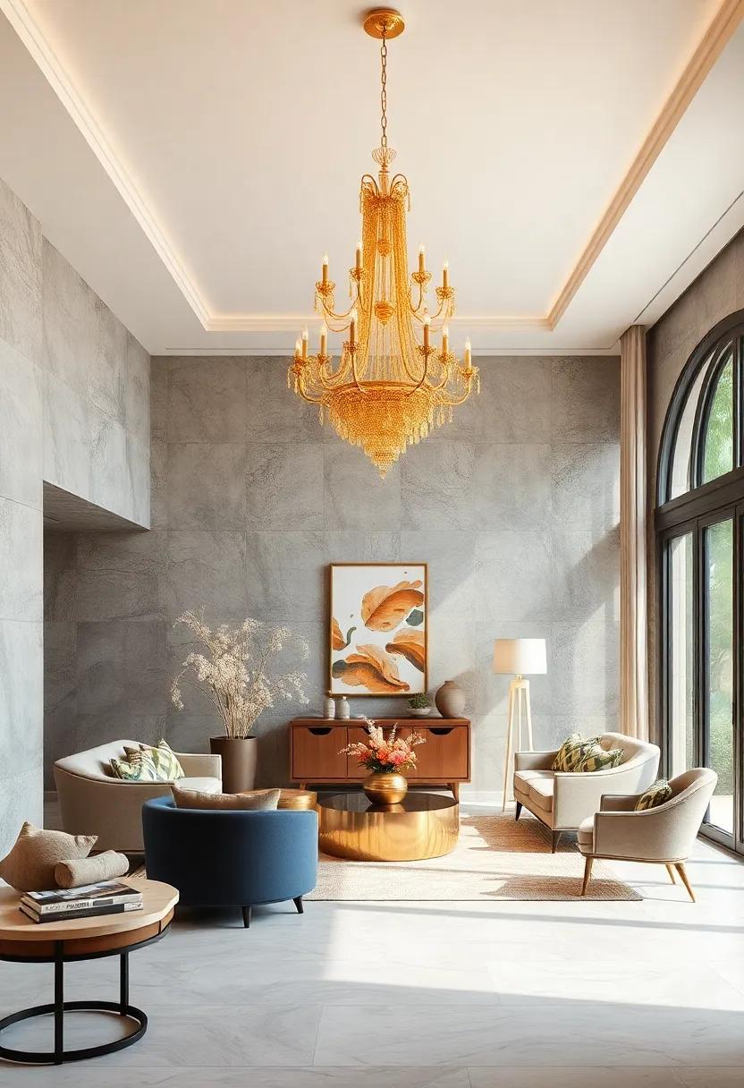 Glamorous Entryways: Make ‌a lasting first impression with​ a stunning golden chandelier⁣ that welcomes​ guests with its radiant charm