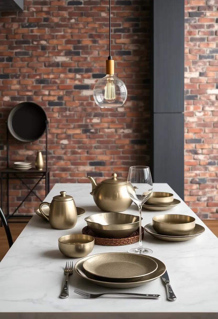 Metallic Dinnerware: Opt for dinnerware with metallic finishes ⁢to bring a touch of sophistication ⁤to ​your industrial dining space