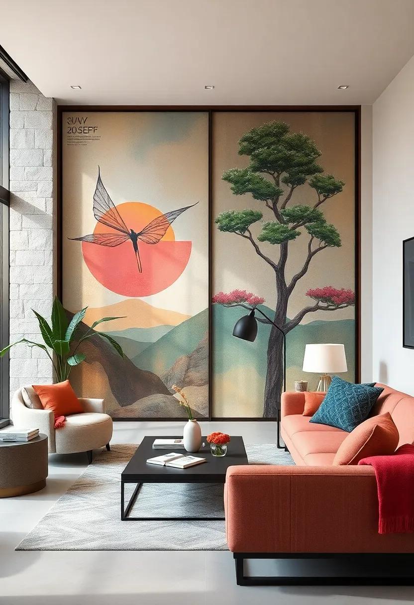 Painted murals: Select sliding doors that serve as a canvas for murals‌ or‌ artistic expressions, allowing‌ you ⁤to personalize⁣ your living space uniquely