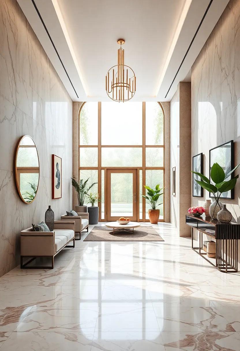 Balancing Weight and Airiness: Structuring an Entryway​ with Marble and Space
