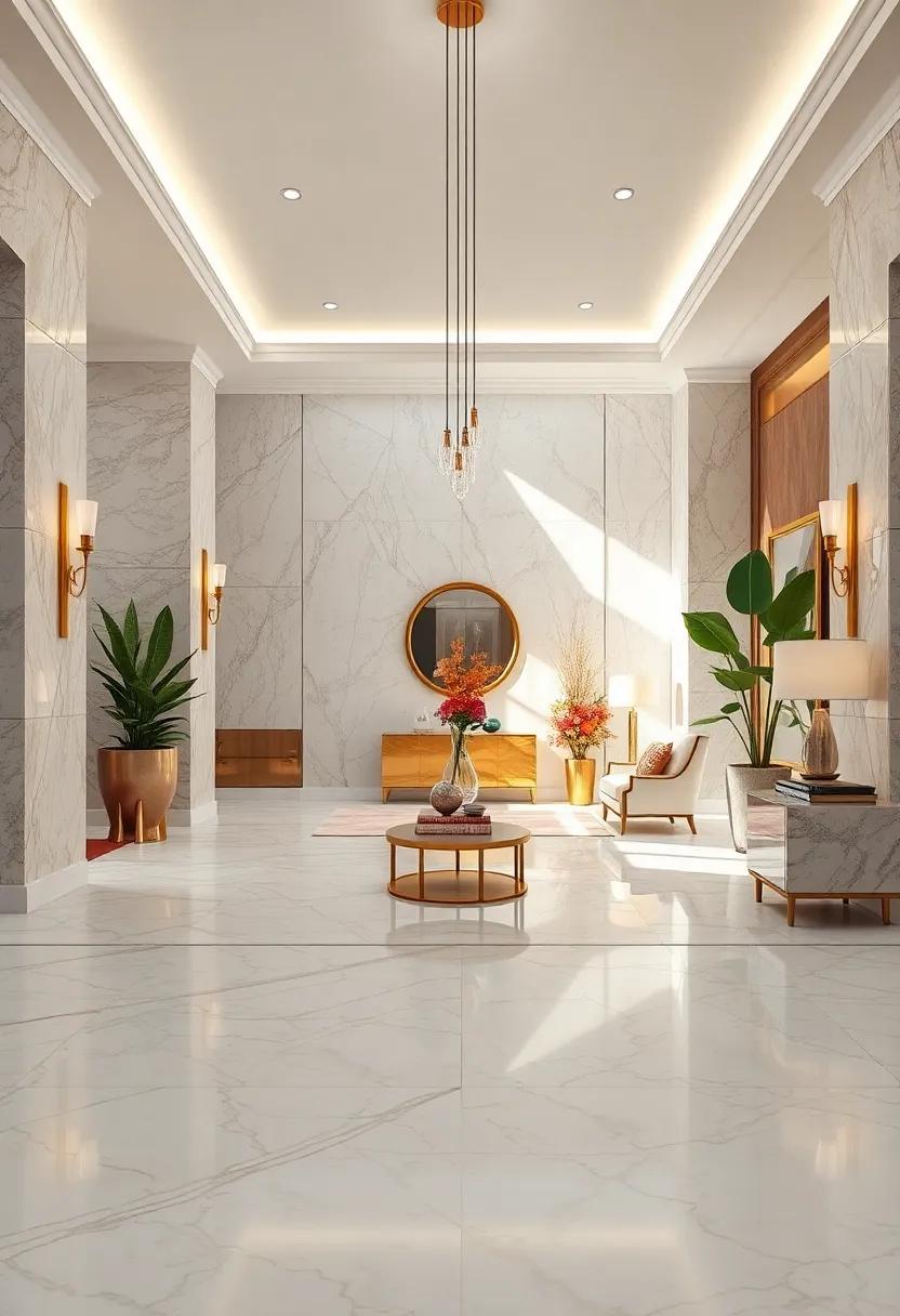 A Touch of Glamour:⁢ Incorporating Metallics with Marble for Chic‍ Contrast