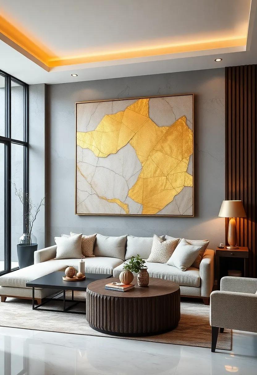 Gold‌ Leaf Accents: Introduce a touch of luxury with wall art that incorporates gold ⁣leaf, creating ​an elegant shimmer⁢ that catches the ⁣light beautifully