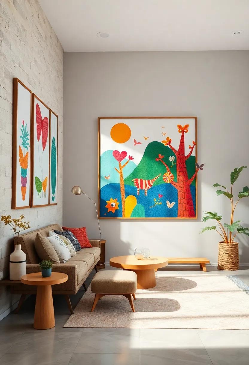Whimsical Children's Art: ⁢Brighten up ⁤playrooms ⁤or ‌nurseries with ‌cheerful​ and colorful children’s⁣ art ‌that sparks imagination and creativity