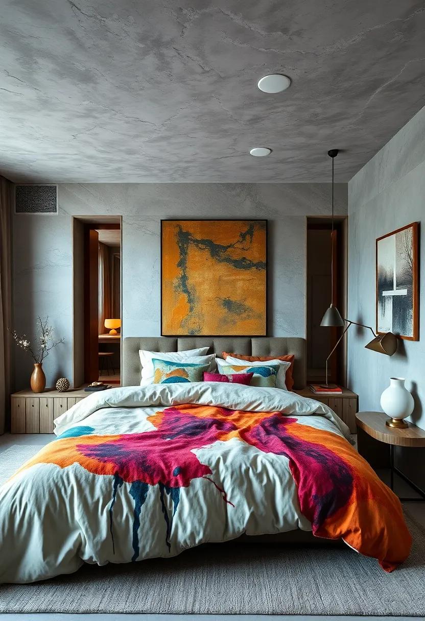 Artistic Bedding: ⁣Choose bed linens​ with abstract designs or bold ⁤colors to wrap your ‍bed⁣ in creativity