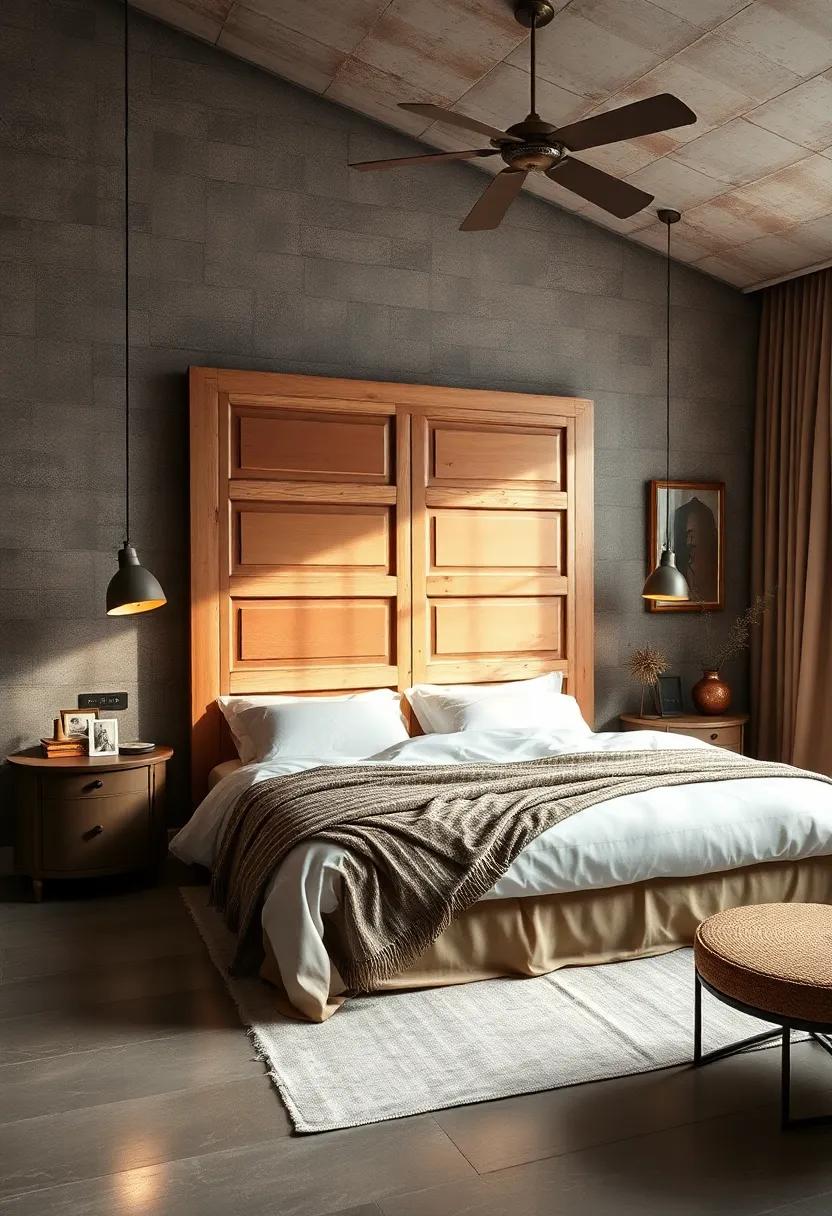 Unique Headboard: Consider using ​an unusual item,like ⁣a vintage door⁣ or a painted⁢ panel,to⁤ create⁣ a standout focal point