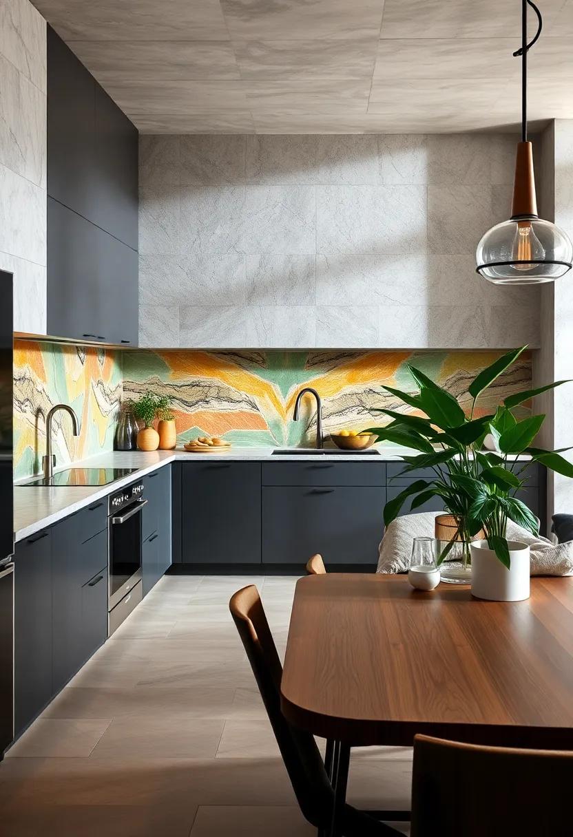 Greenery Meets ‌Glamour: Using plants to Complement Colorful Kitchens