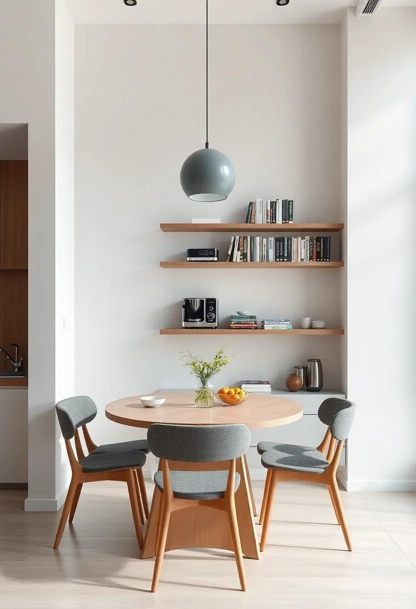 Culinary Corner: ⁢Integrate small appliances and cookbooks ⁢on floating shelves for a ⁢stylish yet practical culinary-focused dining​ area