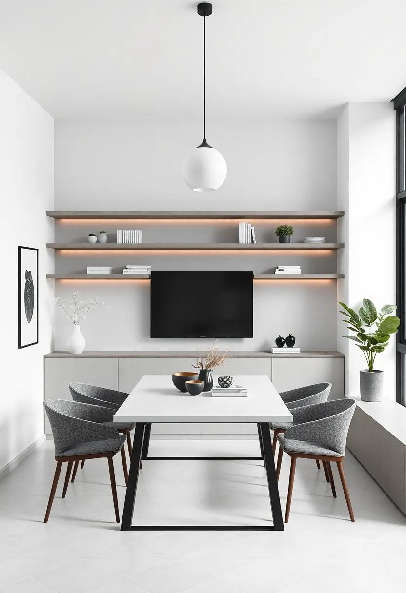 Monochromatic Mastery: Stick to a monochromatic palette for ‌both shelves and dining furniture for a​ striking, ‌cohesive modern ⁣aesthetic