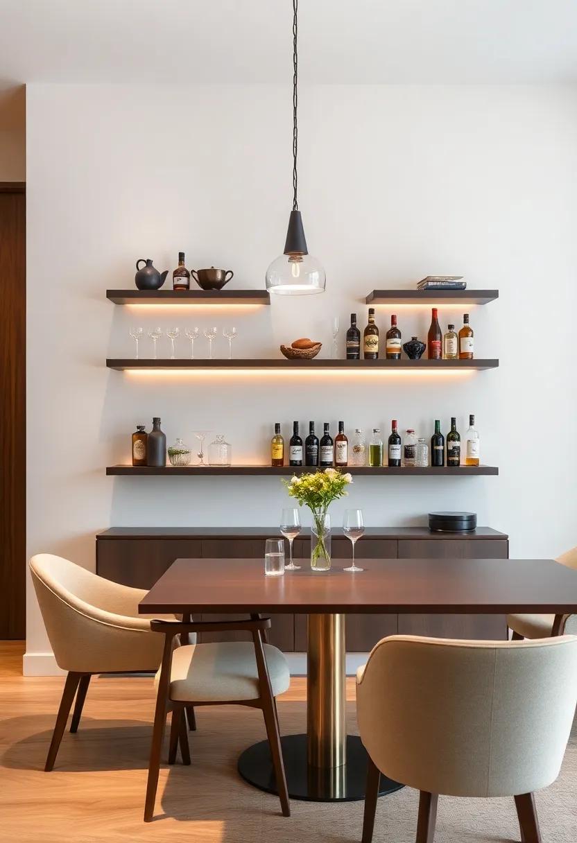 Functional Floating ⁢Bars:​ Transform floating shelves ‍into an elegant home ⁢bar, complete with stylish glassware and premium ‌spirits