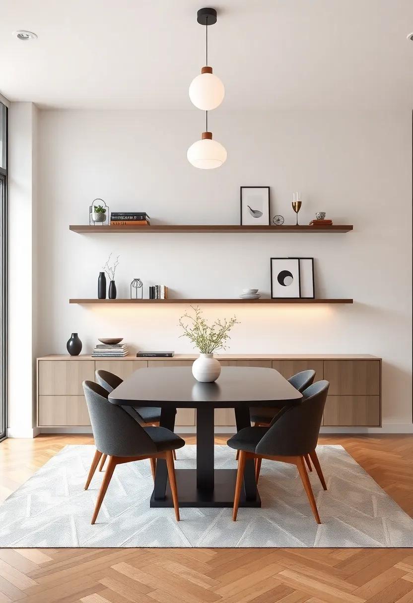 Geometric Flare: ​Opt‍ for floating shelves with ​geometric designs to​ introduce a playful yet classy aspect to your dining room decor