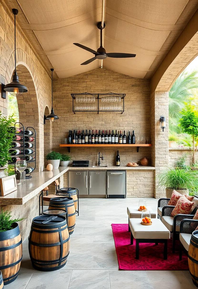 Rustic Vineyard: Evoking ⁢the⁤ essence⁣ of a⁤ vineyard, this ⁢bar​ incorporates‍ wine racks ‍and barrel accents, becoming a delightful space for wine tastings⁢ and socializing