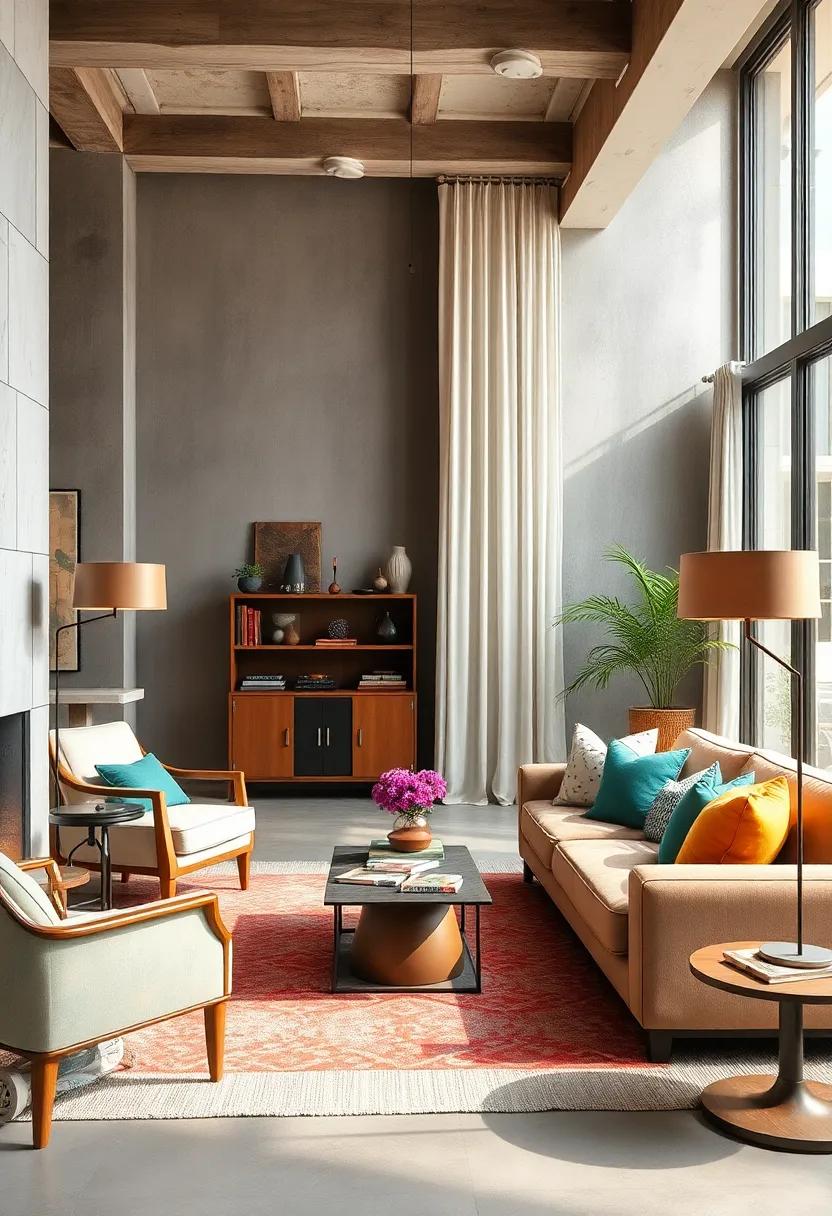 Use Vintage Lamps: Add character with unique vintage lamps next to modern ​furniture pieces for exciting visual contrasts