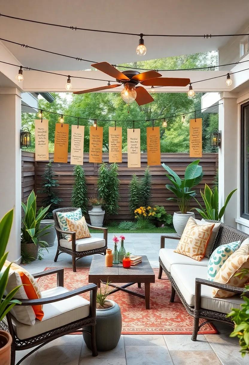Personalized Bookmarks: Fill your patio with DIY bookmarks hanging from a line, each showcasing quotes from ⁣your favorite‍ authors