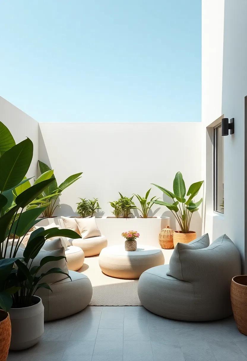 Cozy Corners: Create‌ nooks with ‍oversized bean bags or chic ‌poufs where you can ​lounge and enjoy a moment of tranquility amidst the tropical foliage