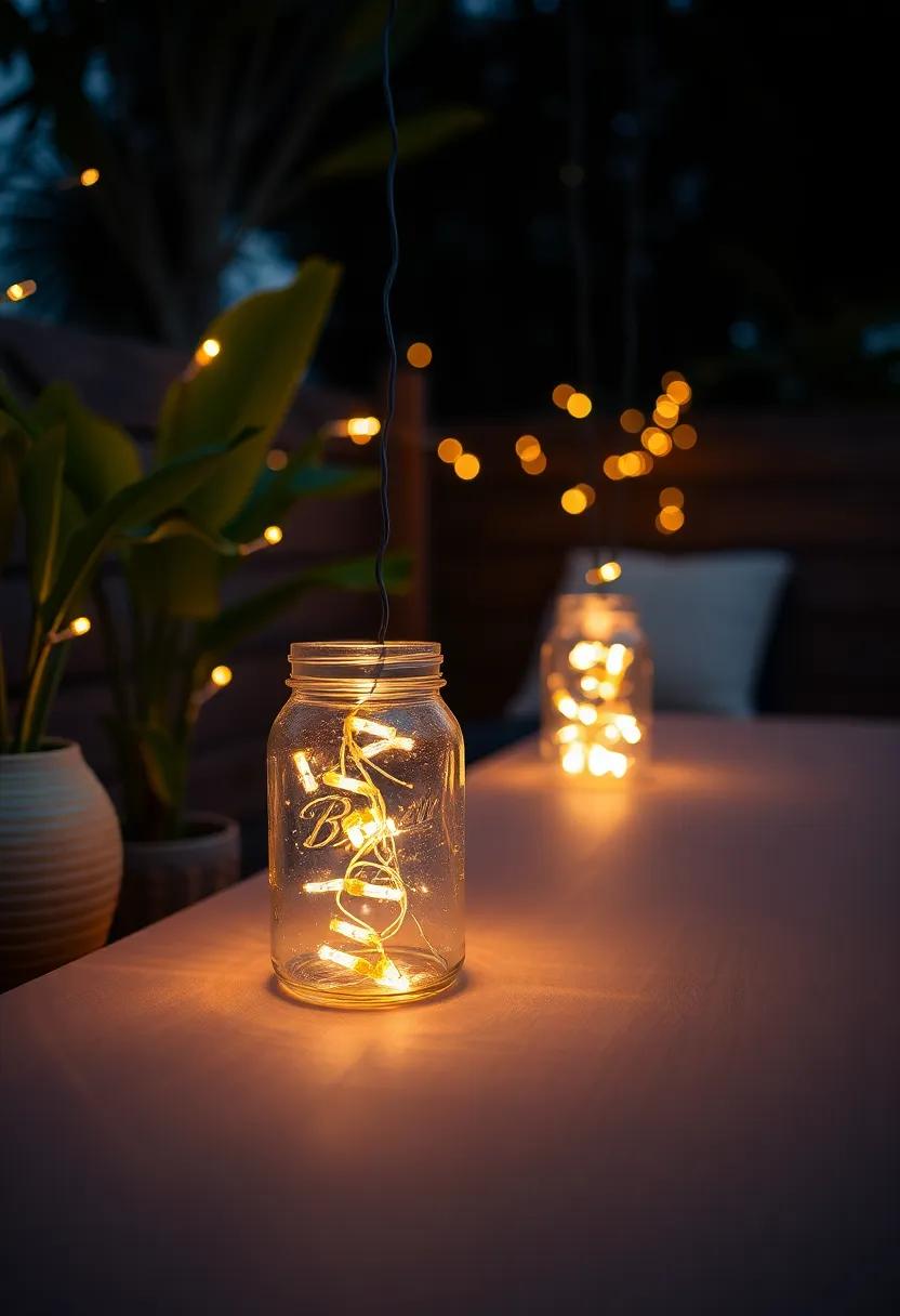 DIY​ Firefly ⁣Lights: Craft your own ‌sensational ‍light‌ displays using mason jars and fairy⁤ lights, adding a personal touch⁤ to your patio ⁣ambiance
