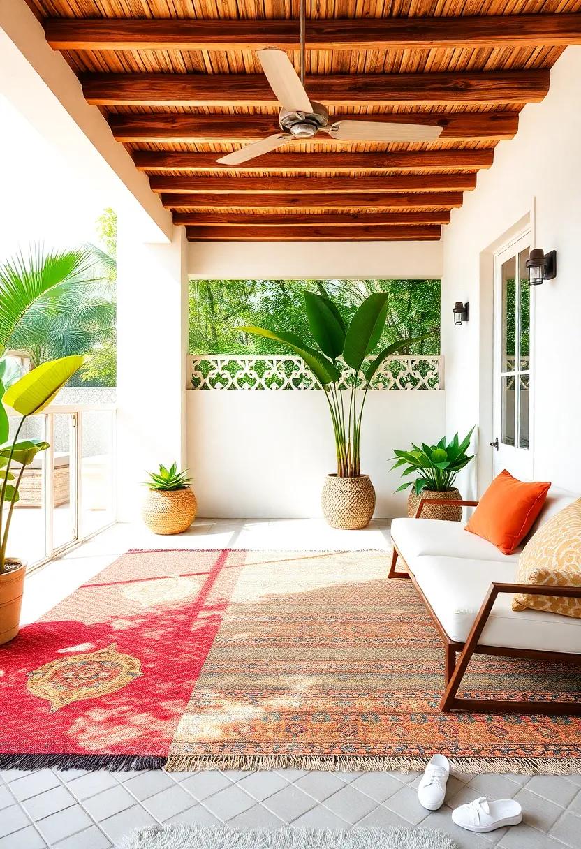 Outdoor Rugs: ⁢Define your patio area with​ colorful, weather-resistant rugs that bring style and comfort ⁢underfoot, mimicking⁢ the​ feel of⁣ a sandy‍ beach