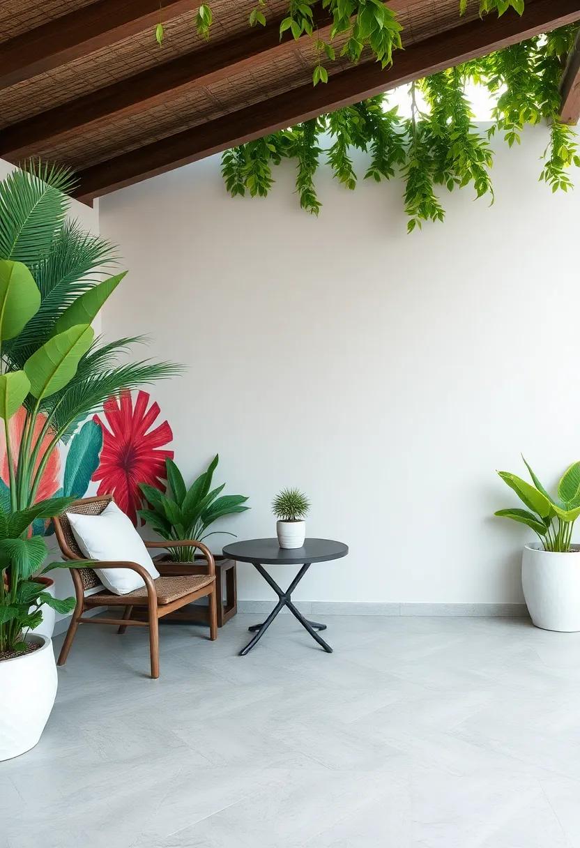 Tropical ⁤prints: Decorate with vibrant‍ art or wall​ murals ‍that capture the essence of a tropical landscape, brightening ⁤your exterior walls