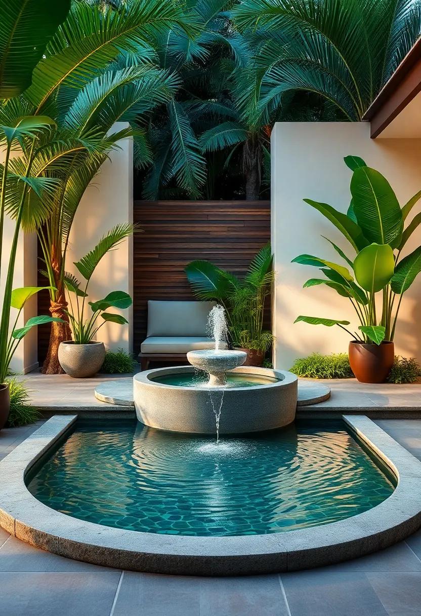 Water Features: Incorporate a small fountain or‍ pond to‍ bring‌ soothing sounds and a serene touch to your outdoor⁢ space, enhancing the ‌tropical ⁣ambiance
