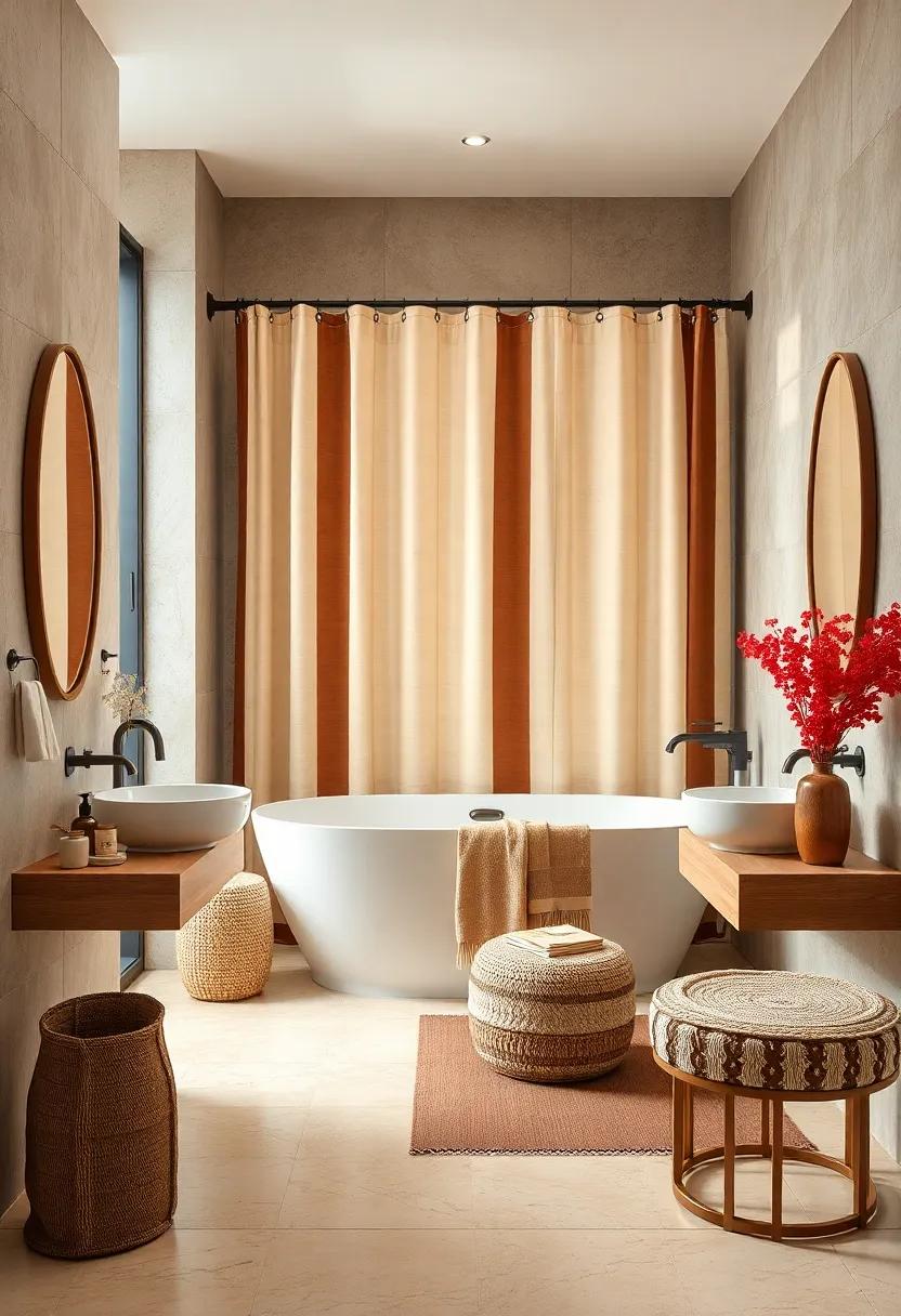 Chic Shower Curtains: Choose a brown and cream striped or <a href=