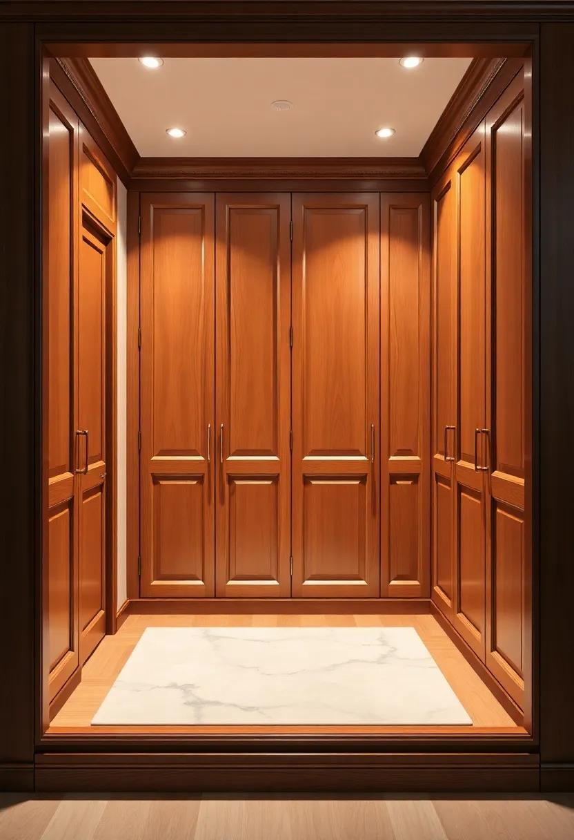 Classic Cherry: A timeless⁢ cherry ‍wood wardrobe ⁣with⁢ polished finishes and brass details offers elegance while ensuring durability for ⁣years to come