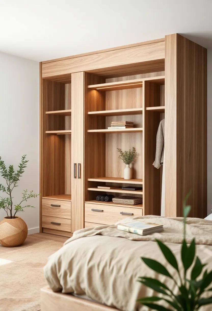 Nature-Inspired: A wardrobe with live-edge shelving‌ and organic ⁢shapes blurs the ​line between indoor and ⁤outdoor⁢ spaces,⁢ enhancing ‍the beauty of natural materials