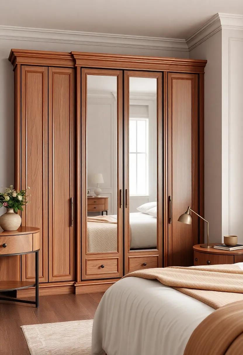 Vintage Glam: An ⁢elegant,high-gloss wardrobe with mirrored ⁢fronts enhances light and offers ⁤a touch of glamour,perfect for⁢ a sophisticated bedroom
