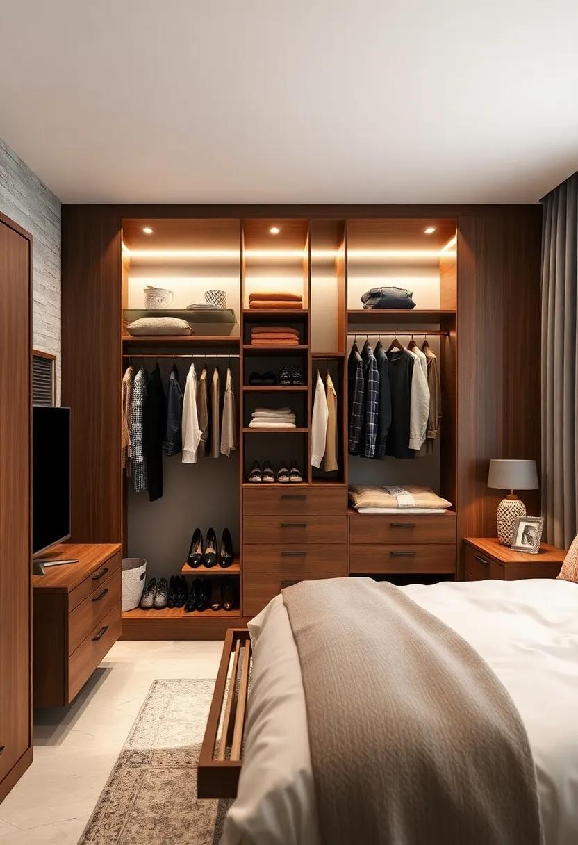 Maximize vertical storage with a tall wardrobe featuring pull-out racks, ideal for organizing shoes, accessories, and clothing in a compact footprint