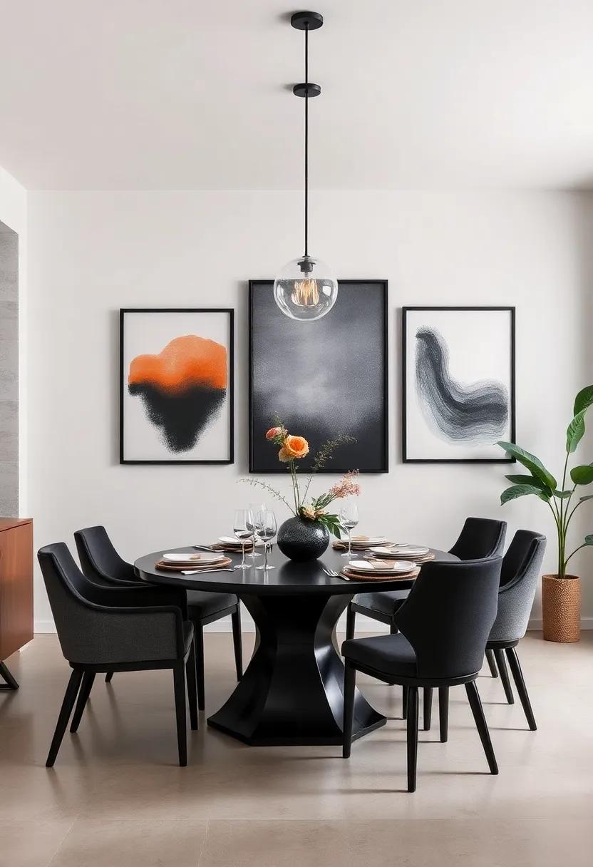 Artistic Wall Hangings: Select striking wall art that complements your dining space, with black frames to create⁢ a cohesive look that's visually stimulating