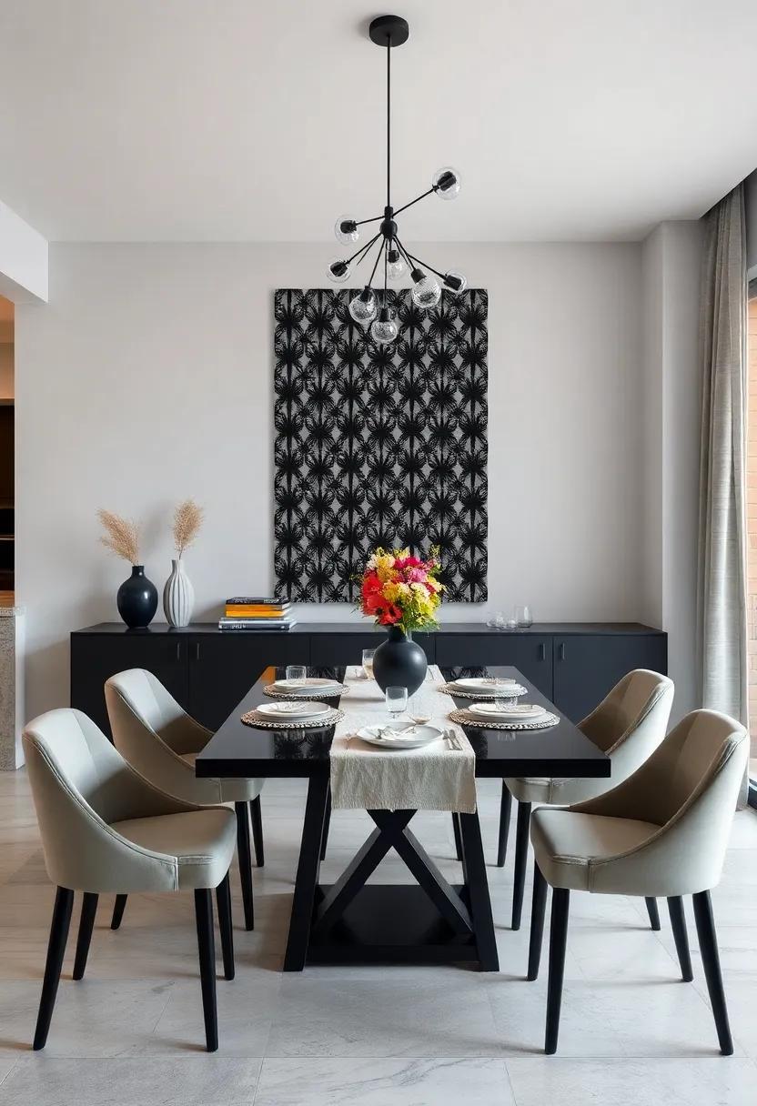 Patterned ‌Wall Decals: Add a fresh twist ⁤to your dining area with removable ‌black wall decals that enhance your decor style without any ⁢permanent changes
