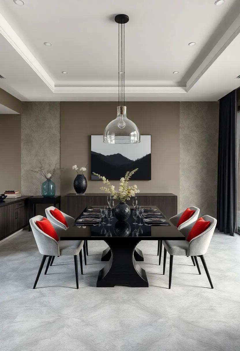 Transparent elements: Pairs black decor with transparent glass elements, creating an airy feel, while maintaining‌ a bold and‍ modern aesthetic